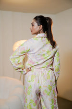 Light Color Printed Muslin Satin Co-ord Set with Pated Plazo Set