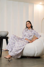 Floral Printed Muslin Satin Co-ord Set with Plated Designer Plazo Set