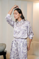 Floral Printed Muslin Satin Co-ord Set with Plated Designer Plazo Set