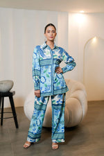Pattern Printed Muslin Satin Co-ord Set with Trouser
