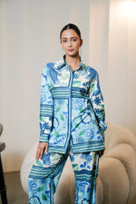 Pattern Printed Muslin Satin Co-ord Set with Trouser