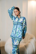 Pattern Printed Muslin Satin Co-ord Set with Trouser