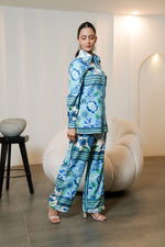 Pattern Printed Muslin Satin Co-ord Set with Trouser
