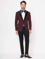 Wine Hand Embroidered Italian Fabric Tuxedos suit
