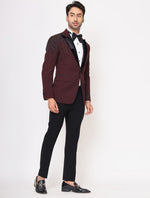 Wine Hand Embroidered Italian Fabric Tuxedos suit