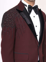 Wine Hand Embroidered Italian Fabric Tuxedos suit