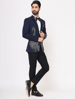 Navy Blue Hand Embroidered Italian Fabric Tuxedos suit
