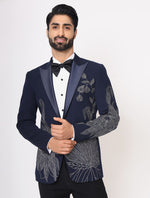 Navy Blue Hand Embroidered Italian Fabric Tuxedos suit