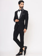 Black Hand Embroidered Italian Fabric Tuxedo Suit