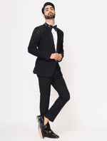 Black Hand Embroidered Italian Fabric Tuxedo Suit