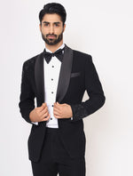 Black Hand Embroidered Italian Fabric Tuxedo Suit