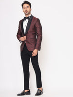 Wine Italian Jacquard Designer Tuxedo Set