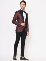 Wine Italian Jacquard Designer Tuxedo Set