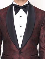 Wine Italian Jacquard Designer Tuxedo Set