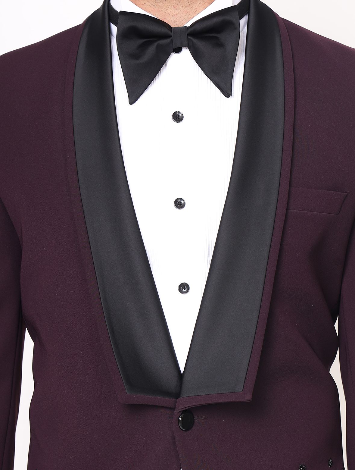 Wine hand embroidered Italian Tuxedos Suit