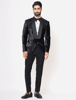 Black Silk Velvet Hand embroidered Tuxedos Suit