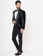 Black Silk Velvet Hand embroidered Tuxedos Suit