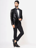 Black Silk Velvet Hand embroidered Tuxedos Suit