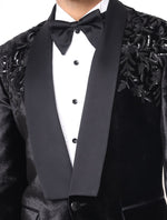Black Silk Velvet Hand embroidered Tuxedos Suit