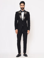 Black Hand Embroidered Italian Fabric Tuxedos Suit