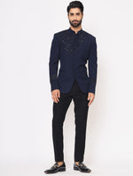 Navy Blue Hand Embroidered Italian Fabric Band Gala