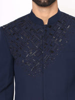 Navy Blue Hand Embroidered Italian Fabric Band Gala