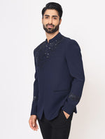 Navy Blue Hand Embroidered Italian Fabric Band Gala