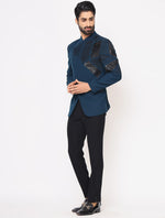 Teal Blue Hand Embroidered Band Galas Angrakha Style