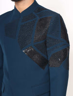 Teal Blue Hand Embroidered Band Galas Angrakha Style