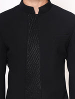Black Hand Embroidered Italian Fabric Band Gala