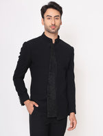 Black Hand Embroidered Italian Fabric Band Gala
