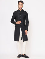 Black Italian Hand Embroidered Indo Western Set