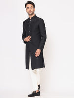 Black Italian Hand Embroidered Indo Western Set