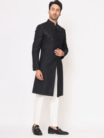 Black Italian Hand Embroidered Indo Western Set