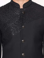 Black Italian Hand Embroidered Indo Western Set