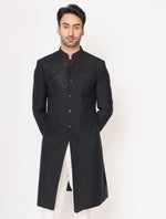 Black Italian Hand Embroidered Indo Western Set