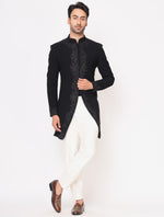 Black Resham Work Embroidered Italian Indo Western Set