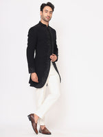 Black Resham Work Embroidered Italian Indo Western Set