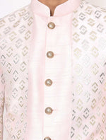 Light Pink Pure Raw Silk Leather Work Indo Western Set
