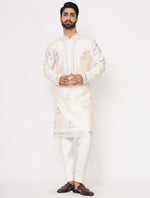 Ivory Silk Mirror Work Kurta Trouser Set