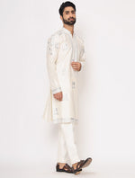 Ivory Silk Mirror Work Kurta Trouser Set