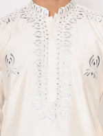 Ivory Silk Mirror Work Kurta Trouser Set