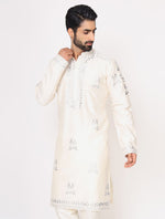 Ivory Silk Mirror Work Kurta Trouser Set