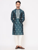 Blue Chanderi Silk Dori Work Kurta And Trouser Set