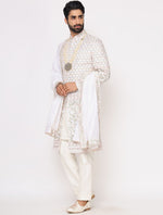 Ivory Pure Raw Silk Embroidered Designer Sherwani Set