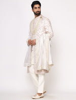 Ivory Pure Silk Hand Embroidered Designer Sherwani Set