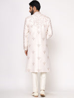 Ivory Pure Silk Hand Embroidered Designer Sherwani Set