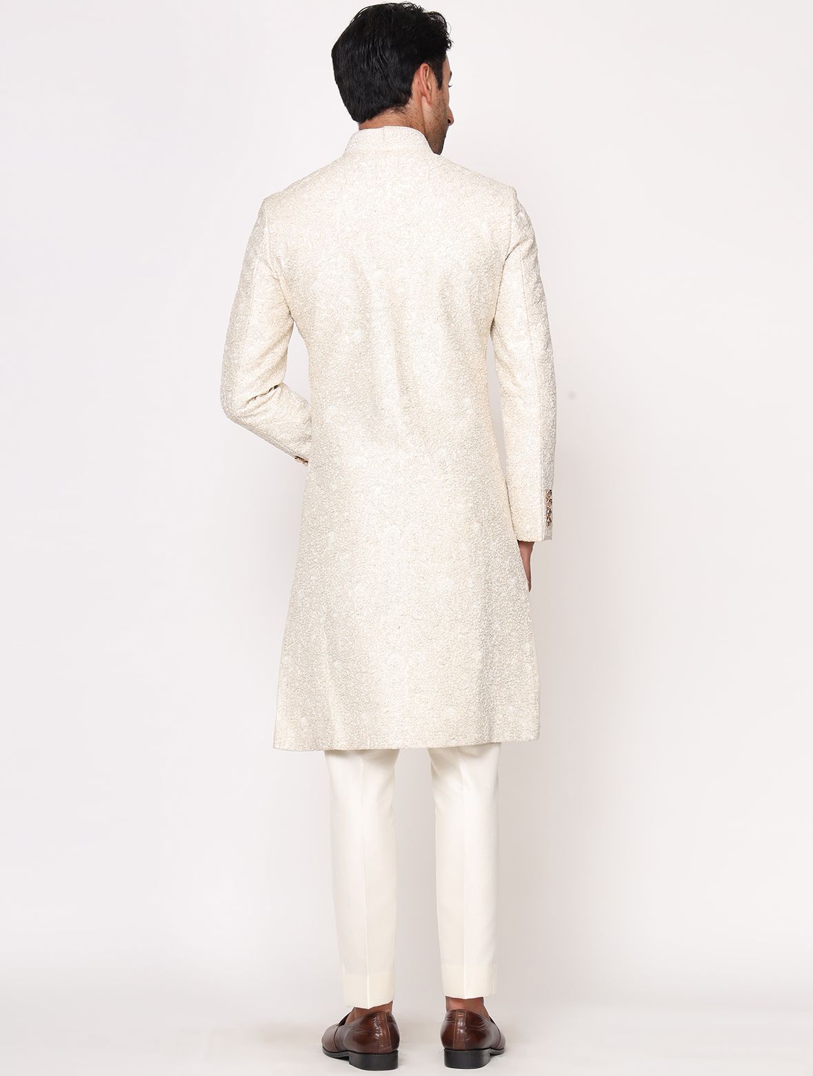 Ivory Pure Silk Dori Work Designer Sherwani Set