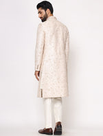 Light Gold Pure Raw Silk Dori Work Designer Sherwani Set