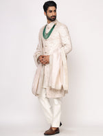 Light Gold Pure Raw Silk Dori Work Designer Sherwani Set